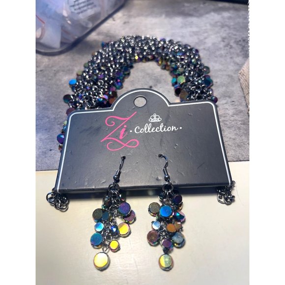 Necklace and earring set, glam style - Picture 4 of 5